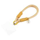 Dopamine Color Pearl Round Twist Rope Short Lanyard(Yellow) - 1