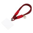 Dopamine Color Pearl Round Twist Rope Short Lanyard(Red) - 1