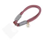 Dopamine Color Pearl Round Twist Rope Short Lanyard(Red Grey) - 1