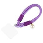 Dopamine Color Pearl Round Twist Rope Short Lanyard(Purple) - 1