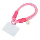 Dopamine Color Pearl Round Twist Rope Short Lanyard(Pink) - 1