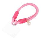 Dopamine Color Pearl Round Twist Rope Short Lanyard(Pink) - 1