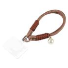 Dopamine Color Pearl Round Twist Rope Short Lanyard(Brown) - 1