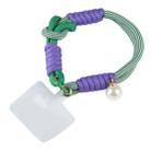 Pearl Splicing Round Twist Rope Short Lanyard(Purple Green) - 1