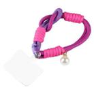 Pearl Splicing Round Twist Rope Short Lanyard(Rose Purple) - 1