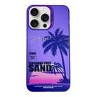 For iPhone 15 Pro Max Creative Oil Painting Colorful Sunset Scenery TPU + PC Shockproof Phone Case(Purple Coconut Tree) - 1