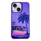 For iPhone 14 Creative Oil Painting Colorful Sunset Scenery TPU + PC Shockproof Phone Case(Purple Coconut Tree) - 1