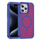 For iPhone 15 Pro Guard Magsafe Magnetic Ring Matte Phone Case(Blue+Rose Red) - 1