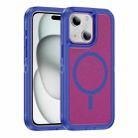 For iPhone 15 Plus / 14 Plus Guard Magsafe Magnetic Ring Matte Phone Case(Blue+Rose Red) - 1