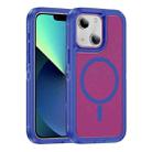 For iPhone 14 / 13 Guard Magsafe Magnetic Ring Matte Phone Case(Blue+Rose Red) - 1