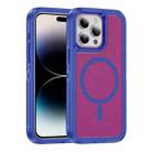 For iPhone 14 Pro Guard Magsafe Magnetic Ring Matte Phone Case(Blue+Rose Red) - 1