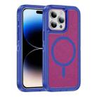 For iPhone 14 Pro Max Guard Magsafe Magnetic Ring Matte Phone Case(Blue+Rose Red) - 1