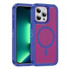 For iPhone 13 Pro Max Guard Magsafe Magnetic Ring Matte Phone Case(Blue+Rose Red) - 1