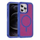 For iPhone 12 / 12 Pro Guard Magsafe Magnetic Ring Matte Phone Case(Blue+Rose Red) - 1