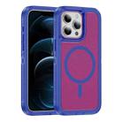 For iPhone 12 Pro Max Guard Magsafe Magnetic Ring Matte Phone Case(Blue+Rose Red) - 1