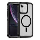 For iPhone 11 / XR Guard Magsafe Magnetic Ring Matte Phone Case(Black+Transparent) - 1