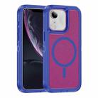 For iPhone 11 / XR Guard Magsafe Magnetic Ring Matte Phone Case(Blue+Rose Red) - 1