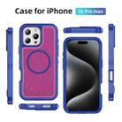 For iPhone 16 Pro Max Guard Magsafe Magnetic Ring Matte Phone Case(Blue+Rose Red) - 2