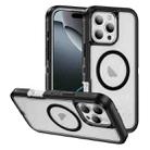 For iPhone 16 Pro Guard Magsafe Magnetic Ring Matte Phone Case(Black+Transparent) - 1