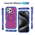 For iPhone 16 Pro Guard Magsafe Magnetic Ring Matte Phone Case(Blue+Rose Red) - 2