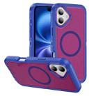 For iPhone 16 Guard Magsafe Magnetic Ring Matte Phone Case(Blue+Rose Red) - 1