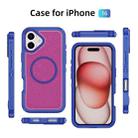 For iPhone 16 Guard Magsafe Magnetic Ring Matte Phone Case(Blue+Rose Red) - 2