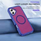 For iPhone 16 Guard Magsafe Magnetic Ring Matte Phone Case(Blue+Rose Red) - 3