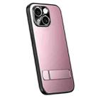 For iPhone 15 R-JUST RJ-61 Electroplating Frosted TPU + PC Phone Case with Holder(Pink) - 1