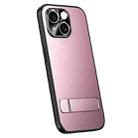 For iPhone 15 Plus R-JUST RJ-61 Electroplating Frosted TPU + PC Phone Case with Holder(Pink) - 1