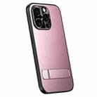 For iPhone 15 Pro R-JUST RJ-61 Electroplating Frosted TPU + PC Phone Case with Holder(Pink) - 1