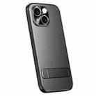 For iPhone 14 Plus R-JUST RJ-61 Electroplating Frosted TPU + PC Phone Case with Holder(Grey) - 1