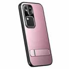 For vivo S18 Pro R-JUST RJ-61 Electroplating Frosted TPU + PC Phone Case with Holder(Pink) - 1