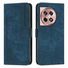 For OnePlus Ace 3 Skin Feel Stripe Pattern Leather Phone Case with Lanyard(Blue) - 1