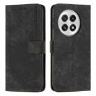 For OnePlus 13 Skin Feel Stripe Pattern Leather Phone Case with Lanyard(Black) - 1