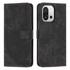 For OnePlus 13T 5G Skin Feel Stripe Pattern Leather Phone Case with Lanyard(Black) - 1