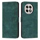 For OnePlus 13R 5G Skin Feel Stripe Pattern Leather Phone Case with Lanyard(Green) - 1