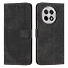 For OnePlus 13R 5G Skin Feel Stripe Pattern Leather Phone Case with Lanyard(Black) - 1