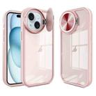 For iPhone 15 Round Camshield TPU Hybrid PC Phone Case(Pink) - 1