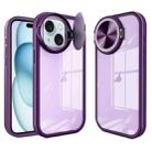 For iPhone 15 Round Camshield TPU Hybrid PC Phone Case(Purple) - 1