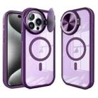 For iPhone 15 Pro Round Camshield MagSafe TPU Hybrid PC Phone Case(Purple) - 1
