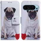 For Google Pixel 9 Pro Coloured Drawing Flip Leather Phone Case(Pug) - 1