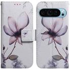 For Google Pixel 9 Pro Coloured Drawing Flip Leather Phone Case(Magnolia) - 1