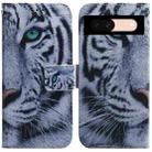 For Google Pixel 8a Coloured Drawing Flip Leather Phone Case(Tiger) - 1