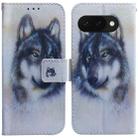 For Google Pixel 9a Coloured Drawing Flip Leather Phone Case(White Wolf) - 1