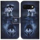 For Google Pixel 9a Coloured Drawing Flip Leather Phone Case(Wolf and Dog) - 1