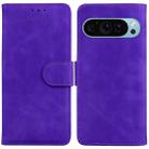 For Google Pixel 9 Pro Skin Feel Pure Color Flip Leather Phone Case(Purple) - 1