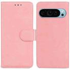 For Google Pixel 9 Pro Skin Feel Pure Color Flip Leather Phone Case(Pink) - 1