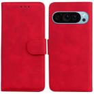 For Google Pixel 9 Skin Feel Pure Color Flip Leather Phone Case(Red) - 1