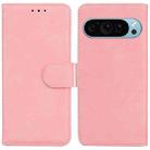 For Google Pixel 9 Skin Feel Pure Color Flip Leather Phone Case(Pink) - 1