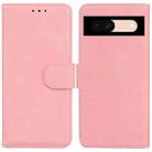 For Google Pixel 8a Skin Feel Pure Color Flip Leather Phone Case(Pink) - 1